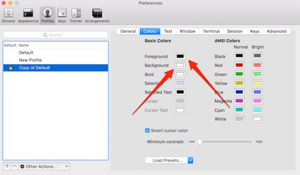 Adjust FG and BG colors in terminal